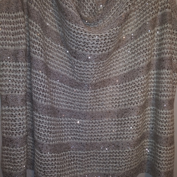 INC beige and white sequin sweater top - Picture 6 of 6